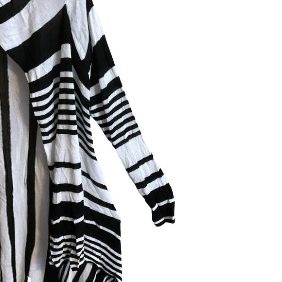 White House Black Market Open Front Waterfall Cardigan Sweater Striped Size M - Picture 4 of 6